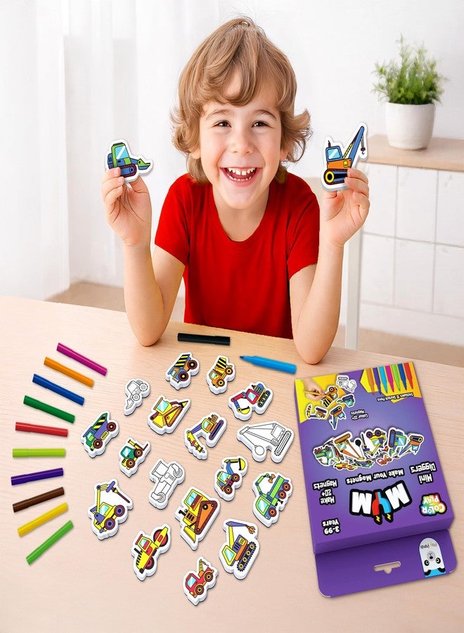 Play Panda MYM Colour & Play Mini Diggers Craft Kit for Kids, Make 20+ Fridge Magnets - Image 2