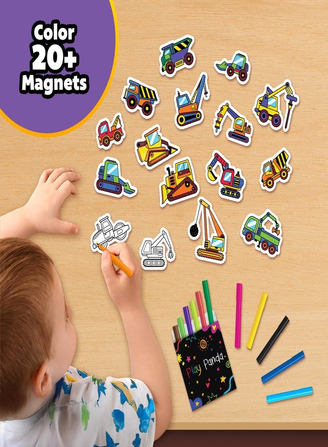 Play Panda MYM Colour & Play Mini Diggers Craft Kit for Kids, Make 20+ Fridge Magnets - Image 3