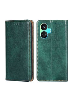 HuHa Case Cover For Realme GT Neo5 SE Gloss Oil Solid Color Magnetic Leather Phone Case Green 