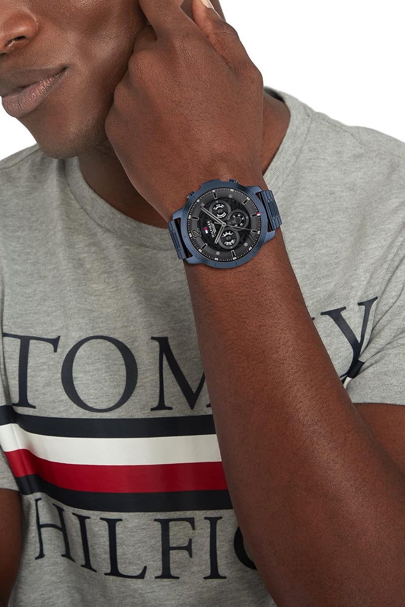 TOMMY HILFIGER Men's Blue Steel Watch with Grey Dial - Image 4