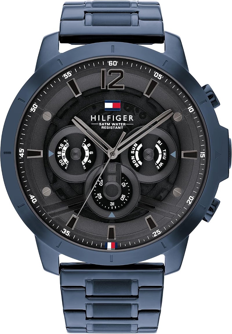 TOMMY HILFIGER Men's Blue Steel Watch with Grey Dial - Image 1