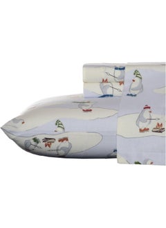 Eddie Bauer Eddie Bauer - King Sheets, Cotton Flannel Bedding Set, Brushed for Extra Softness, Cozy Home Decor (Skating Penguin, King) 