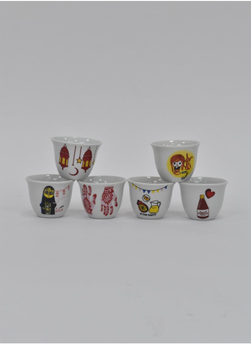 FUN MOMENT - A set of 6-piece coffee cups with various Ramadan designs - Image 1
