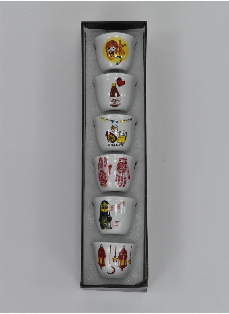 FUN MOMENT - A set of 6-piece coffee cups with various Ramadan designs - Image 1