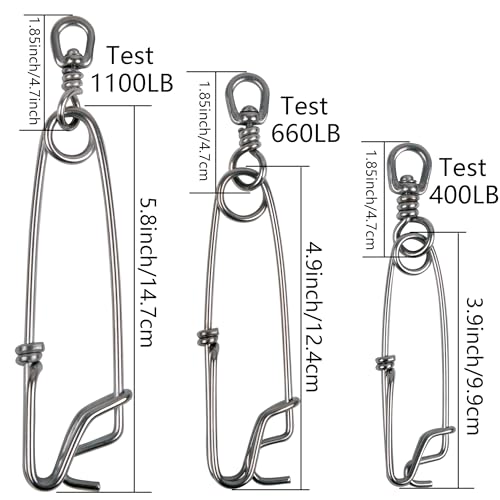 VATEICO Longline Snap Clips3pcs6pcs Stainless Steel Fishing Snaps Tuna Clips Long Line Branch Hangers Snaps Fishing Float Decoy Fishing Tackle Easy OnOff 6inch6pcs - Image 3