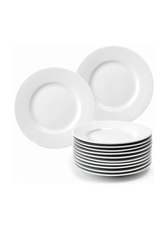 Generic - White Porcelain Dinner Plates Set Of 12 27Cm Round Dessert Or Salad Plates Serving Plates Dinnerware Sets Scratch Resistant - Image 1