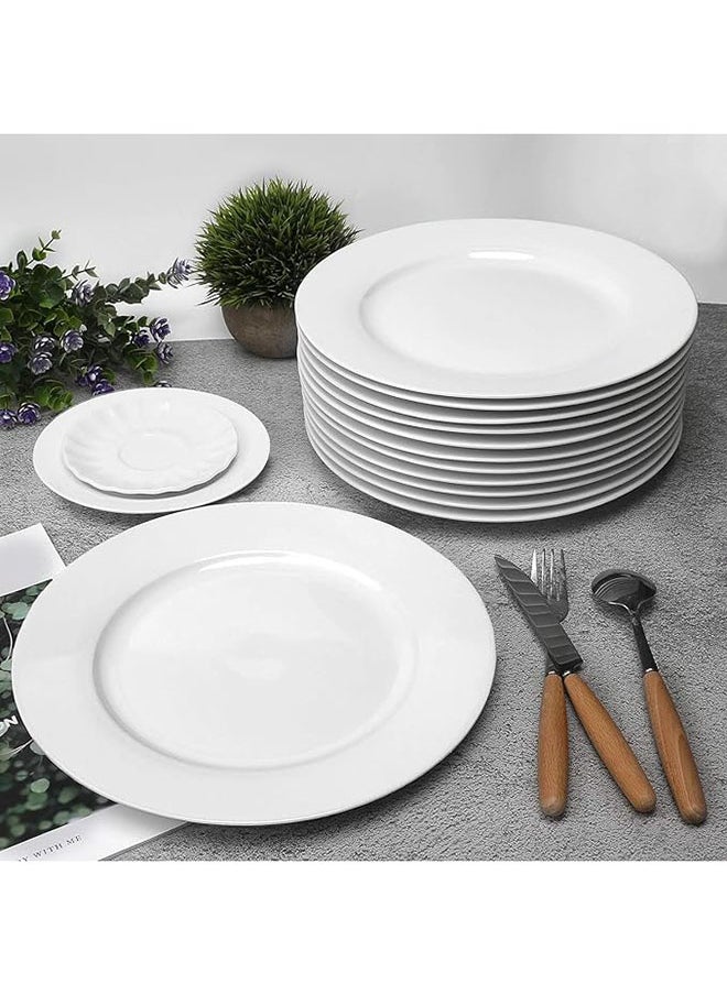 Generic - White Porcelain Dinner Plates Set Of 12 27Cm Round Dessert Or Salad Plates Serving Plates Dinnerware Sets Scratch Resistant - Image 1