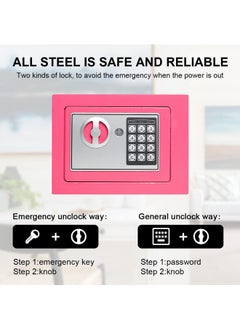 Arabest Safe Box Digital Security Locker with Keypad for Jewelry Money Valuables Good for Home Office Travel (Pink)  - Image 4