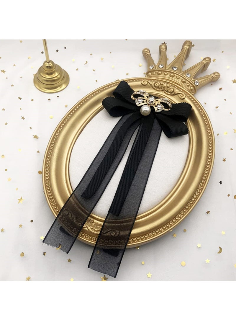 Elegant Pearl Bow Brooches Set, 2 Rhinestone-Embellished Pre-Tied Accessories for Women and Girls, Perfect for Weddings and Parties - Image 5