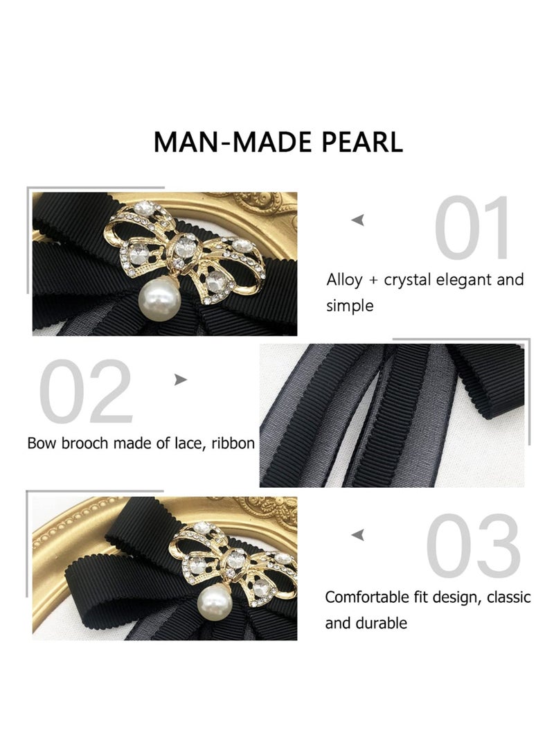 Elegant Pearl Bow Brooches Set, 2 Rhinestone-Embellished Pre-Tied Accessories for Women and Girls, Perfect for Weddings and Parties - Image 4