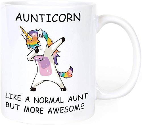 Alexus Aunticorn Like a Normal Aunt But More Awesome Ceramic Coffee Mug Slogan Quote Printed Ceramic Coffee Tea Mug Cup Best Gifts For WeddingAnniversaryCoupleMarriageBirthdayReturn Gift 350 ML White - Image 1