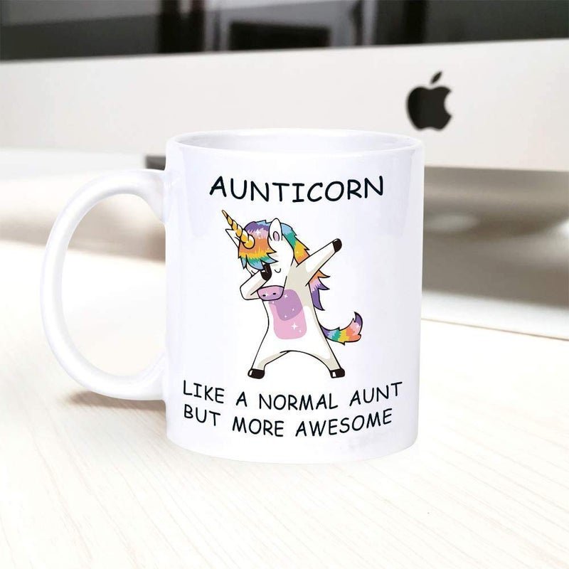 Alexus Aunticorn Like a Normal Aunt But More Awesome Ceramic Coffee Mug Slogan Quote Printed Ceramic Coffee Tea Mug Cup Best Gifts For WeddingAnniversaryCoupleMarriageBirthdayReturn Gift 350 ML White - Image 3