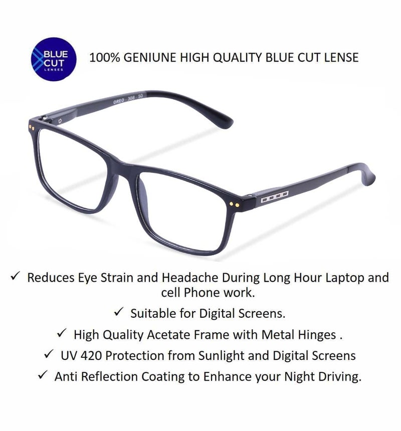 Freddy Unisex Zero & Power Reading Blue Cut Anti Reflection Glasses Full Frame Spectacles Glasses For Mobile Laptop Tablet Computer (Grey Stick, 1.50) - Image 2