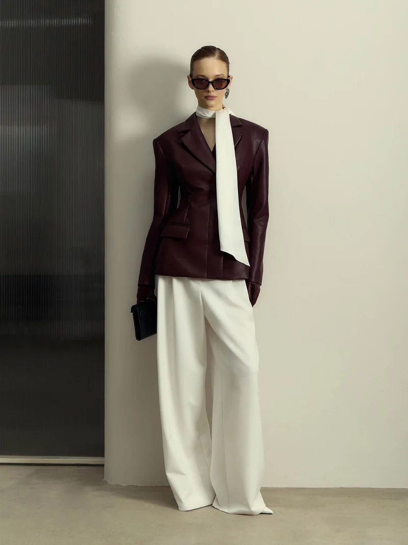 Lichi Fitted matte eco-leather jacket