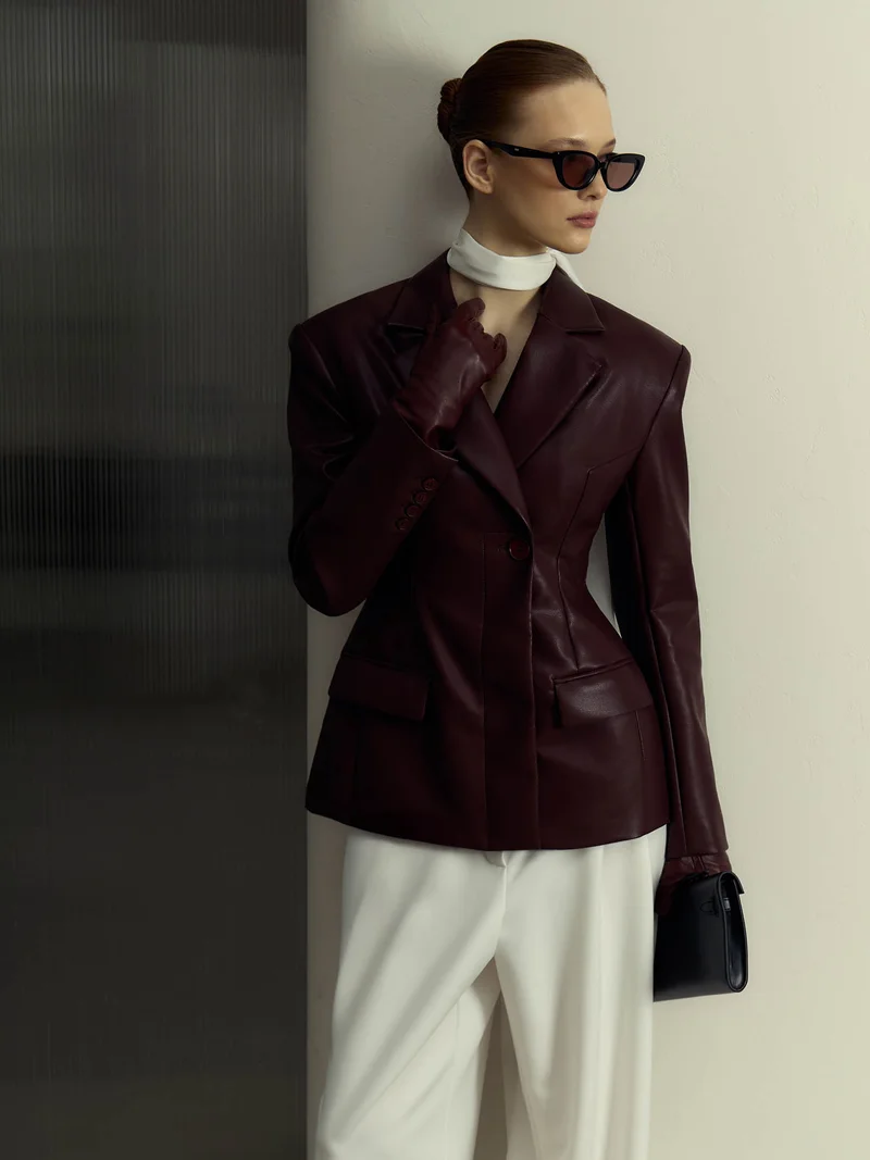 Lichi Fitted matte eco-leather jacket