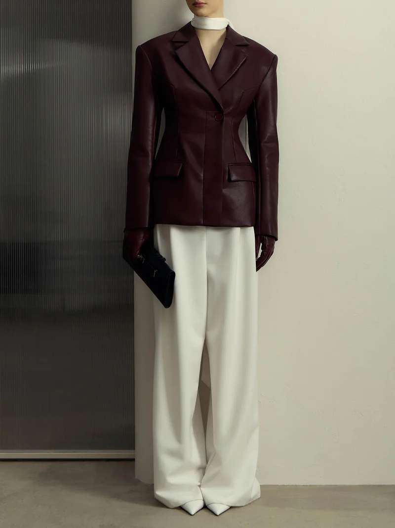 Lichi Fitted matte eco-leather jacket