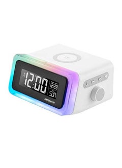 Digital Clock And Alarm With Speaker And 10W Wireless Charging, 5 Modes Colourful Light White 0.67kg