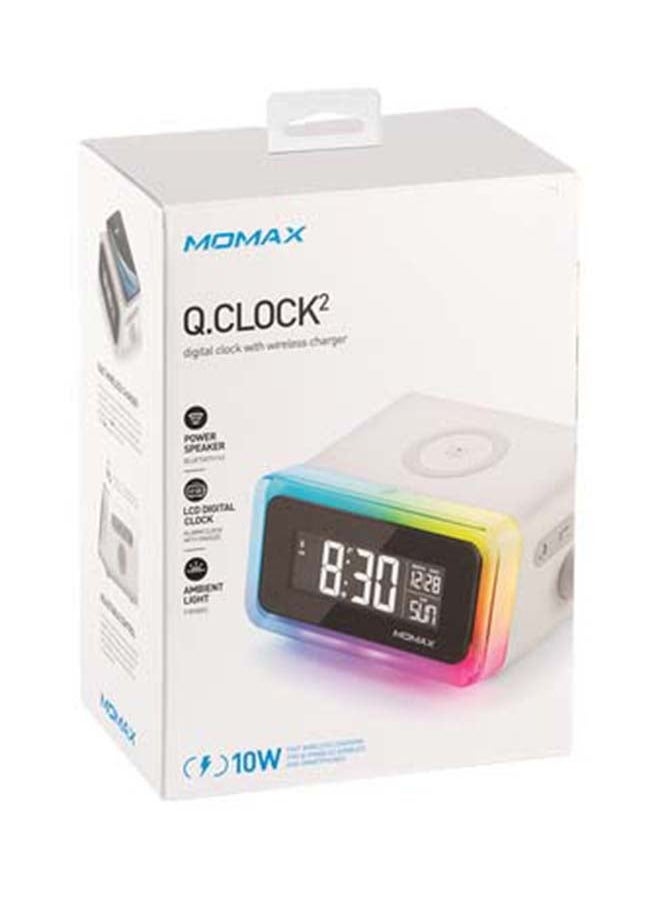 Momax - Digital Clock And Alarm With Speaker And 10W Wireless Charging, 5 Modes Colourful Light White 0.67kg - Image 1