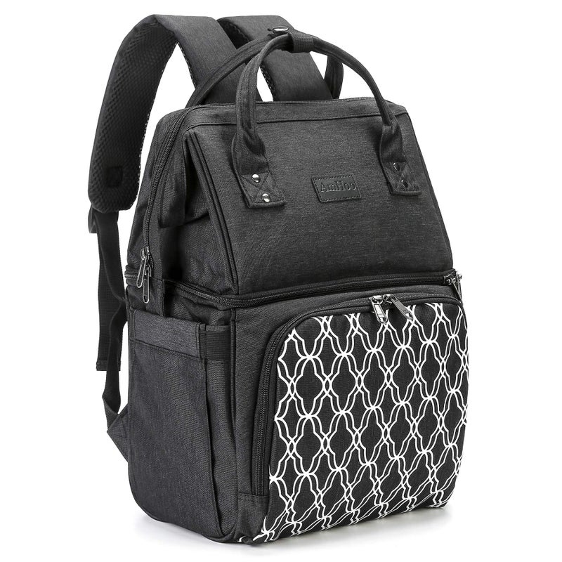 AmHoo AmHoo Insulated Lunch Box Cooler Backpack Waterproof Leakproof Lunch Bag Tote For Men Women Hiking Beach Picnic Trip with Strongest YKK Zipper Black 