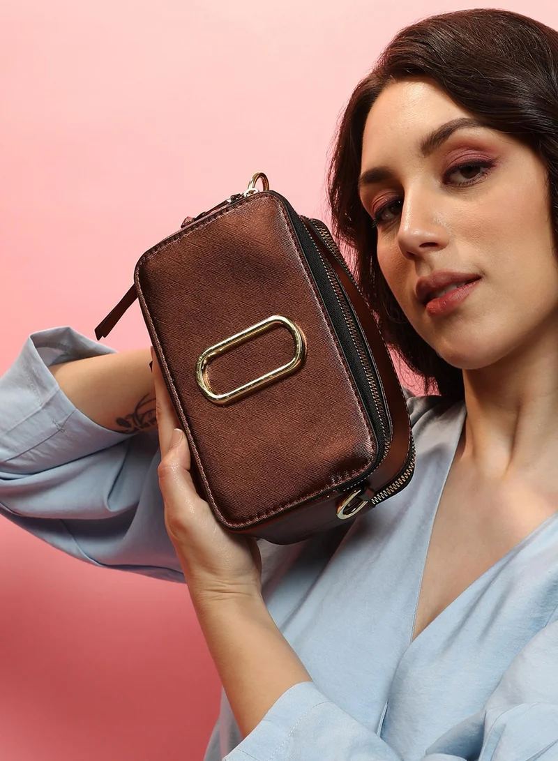 Haute Sauce  The Block Box Sling Bag - Chocolate Brown for Women | Best Price UAE