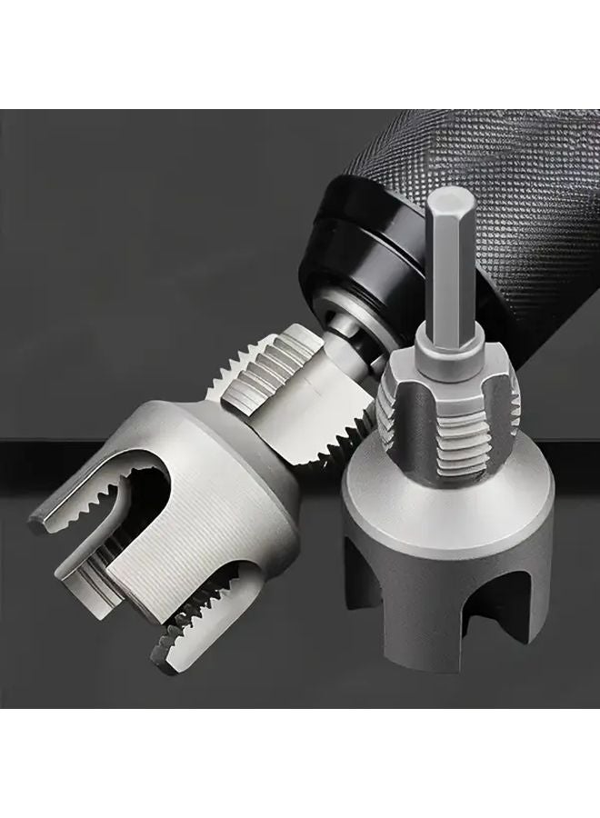 2 In 1 Dual Head Pipe Threading Tool With Drill Adapter Wire Opener 6 Points - Image 2