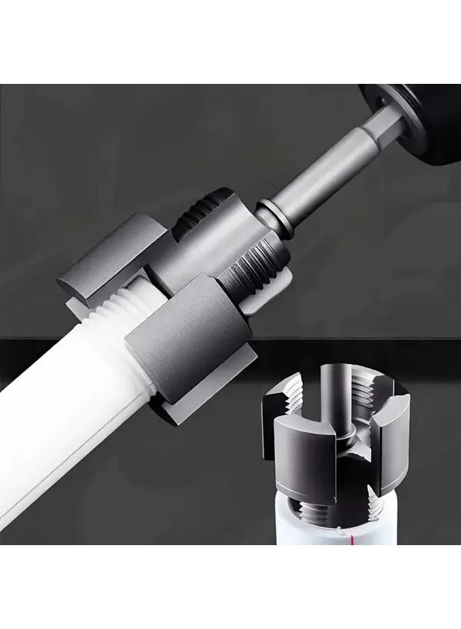2 In 1 Dual Head Pipe Threading Tool With Drill Adapter Wire Opener 6 Points - Image 1