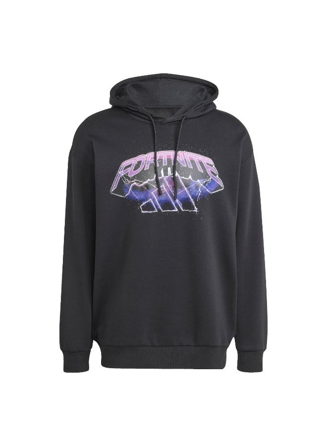 Adidas M Fn Hoodie Black Hooded Sweat Sweatshirts For Men - Image 2
