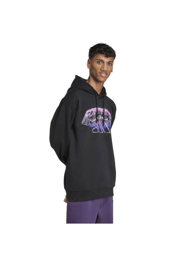 Adidas M Fn Hoodie Black Hooded Sweat Sweatshirts For Men - Image 4