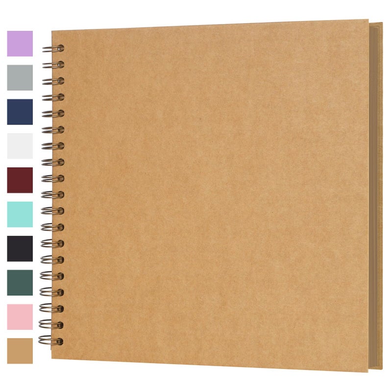 Bonyomor Scrapbook Album 10x10 Inches 40 Pages Hardcover Kraft Paper Photo Album Scrap Book Memory Book Blank DIY Scrapbook Albums for Boyfriend Wedding Baby Travel Anniversary Family, Brown - Image 1