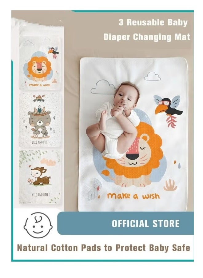DOOKOO 3 Reusable Baby Diaper Changing Pad Mat Soft Cotton Urine Pads Portable Waterproof Incontinence Underpads for Kids/Adults/Pets  - Image 1