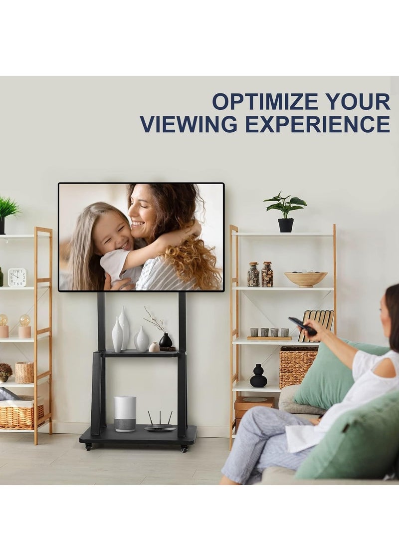 ELTRAZONE - Mobile TV Stand, Rolling TV Stand, Mobile TV Cart with Wheels for 32-70 Inch TV, Portable TV Stand with Shelf, Height Adjustable, Holds up to 40KG, Ideal for Conference, Commercial & Home Use - Image 1