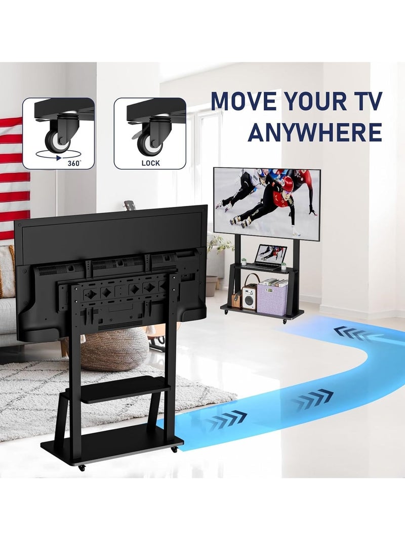 ELTRAZONE - Mobile TV Stand, Rolling TV Stand, Mobile TV Cart with Wheels for 32-70 Inch TV, Portable TV Stand with Shelf, Height Adjustable, Holds up to 40KG, Ideal for Conference, Commercial & Home Use - Image 1