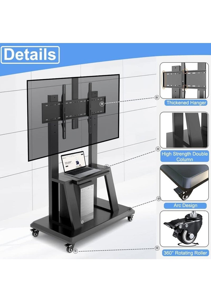 ELTRAZONE - Mobile TV Stand, Rolling TV Stand, Mobile TV Cart with Wheels for 32-70 Inch TV, Portable TV Stand with Shelf, Height Adjustable, Holds up to 40KG, Ideal for Conference, Commercial & Home Use - Image 1