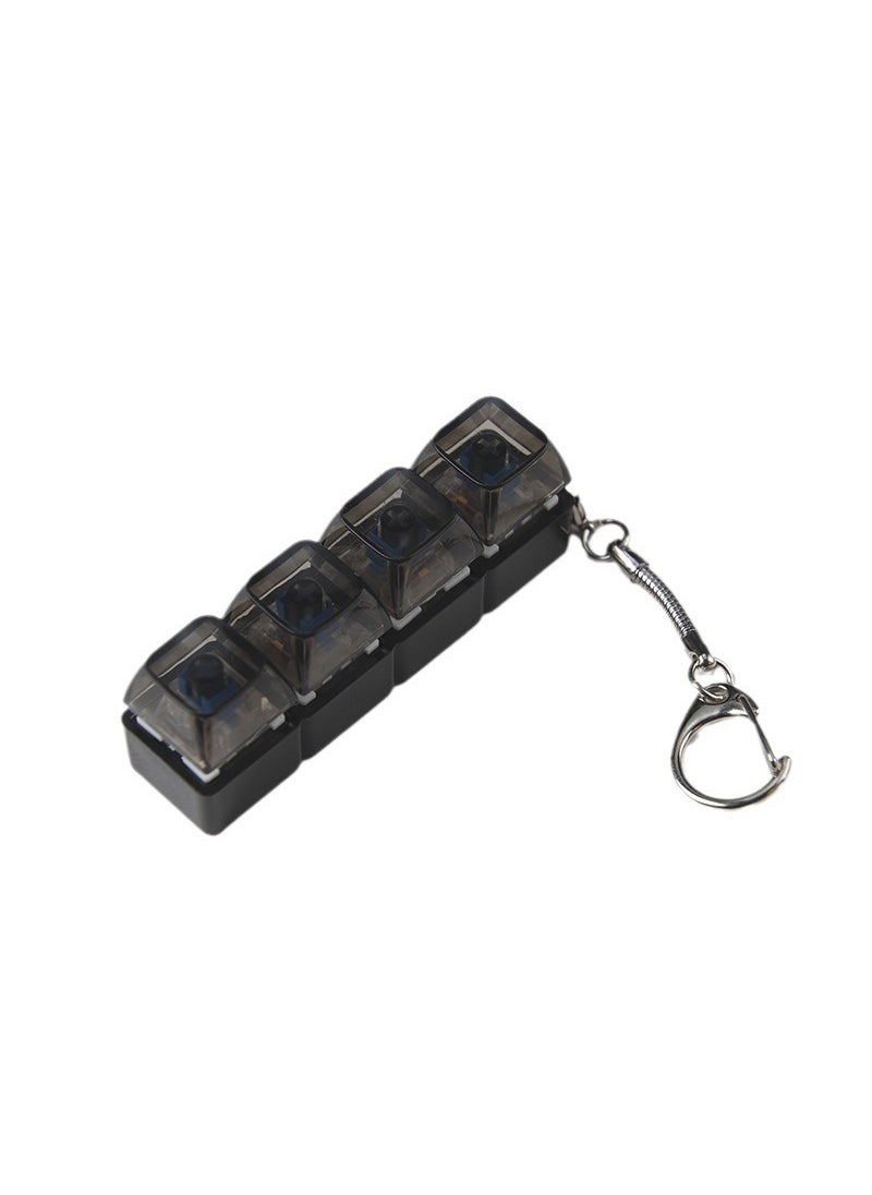 Generic PC fully transparent material decompression shaft tester press sound crisp 2 holes 3 holes 4 holes key chain with light transparent cap 4-hole black transparent with light * 1 
