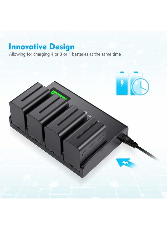 Powerextra مجموعة من 4 بطاريات وشاحن رباعي القنوات لكاميرات سوني NP-F970 وNP-F960 وNP-F950 وNP-F930 وNP-F770 وNP-F750 وNP-F570 وNP-F550 - Image 5