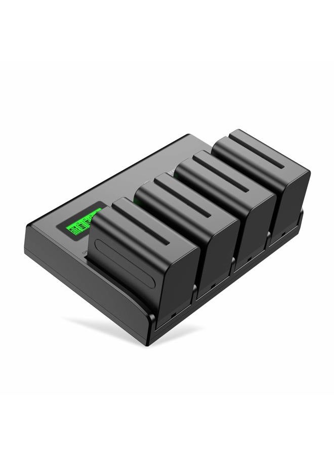 Powerextra مجموعة من 4 بطاريات وشاحن رباعي القنوات لكاميرات سوني NP-F970 وNP-F960 وNP-F950 وNP-F930 وNP-F770 وNP-F750 وNP-F570 وNP-F550 - Image 1