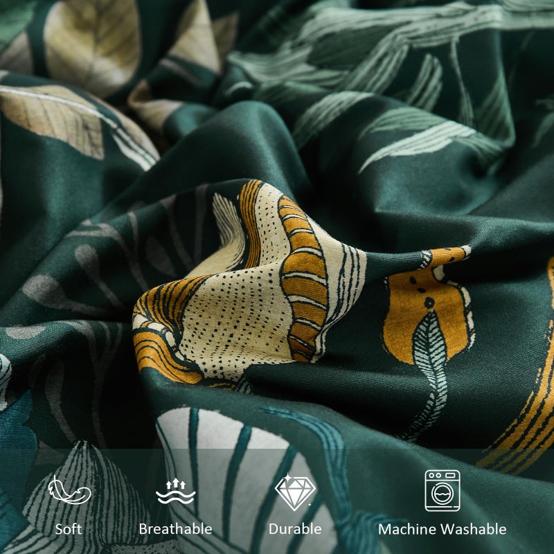 Luxudecor King Comforter Set 7 Pieces Bedding Sets, Dark Green Floral Comforter and Sheet Set, Soft Microfiber Bed in a Bag for All Seasons (Dark Green,104"x90") - Image 5