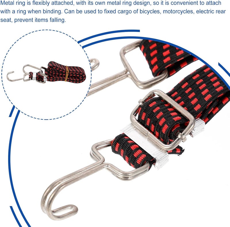 Elastic Cargo Binding Strap 1 Meter Red Motorcycle Tie-Down Belt, Bike Luggage Tensioner, Adjustable Elastic Rope for Secure Cargo Transport - Image 3
