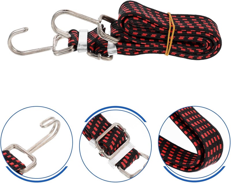 Elastic Cargo Binding Strap 1 Meter Red Motorcycle Tie-Down Belt, Bike Luggage Tensioner, Adjustable Elastic Rope for Secure Cargo Transport - Image 4