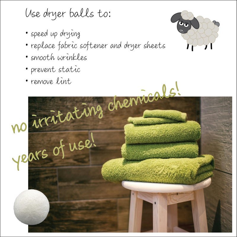Three by Three Seattle Felt·Like·it!™ Wool Dryer Balls + Storage Bin: Reduce Drying Time, Static Cling, and Energy Use | Natural Alternative to Fabric Softeners (Pack of 6) - Image 3