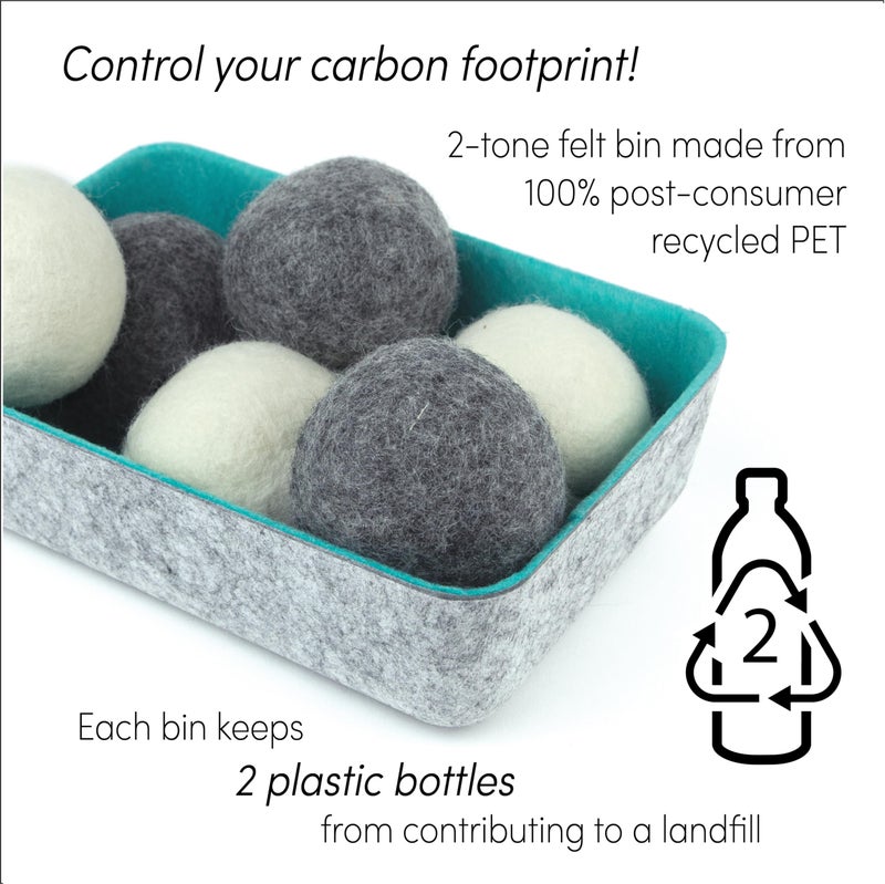 Three by Three Seattle Felt·Like·it!™ Wool Dryer Balls + Storage Bin: Reduce Drying Time, Static Cling, and Energy Use | Natural Alternative to Fabric Softeners (Pack of 6) - Image 5