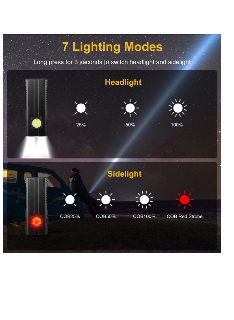 Small Powerful Torch LED, Super Bright 1000LM LED Keychain Flashlight, Rechargeable 300 Meters IPX4 Small Powerful Pocket Torch, with 7 Light Modes & Magnetic Tail, for Camping and Emergency Use - Image 2