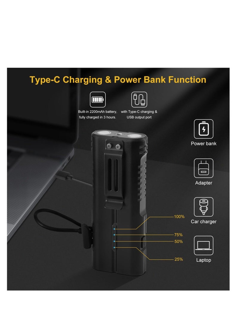 Small Powerful Torch LED, Super Bright 1000LM LED Keychain Flashlight, Rechargeable 300 Meters IPX4 Small Powerful Pocket Torch, with 7 Light Modes & Magnetic Tail, for Camping and Emergency Use - Image 5