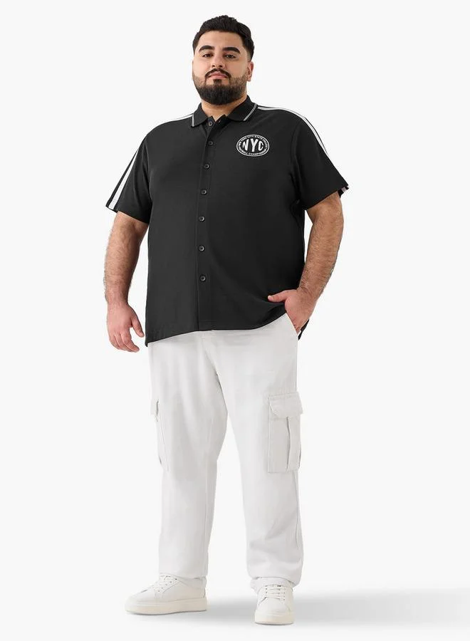 Splash FAV Plus Size Varsity Print Collared Shirt