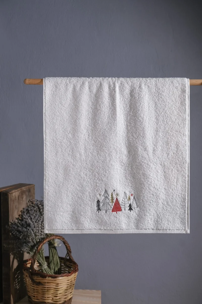 مين كولكشن Christmas Pine Trees Embroidered Gift 50X90 Single Hand Towel