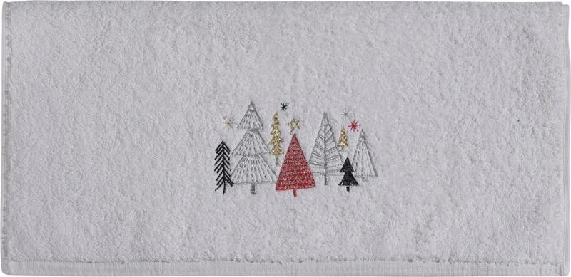 مين كولكشن Christmas Pine Trees Embroidered Gift 50X90 Single Hand Towel