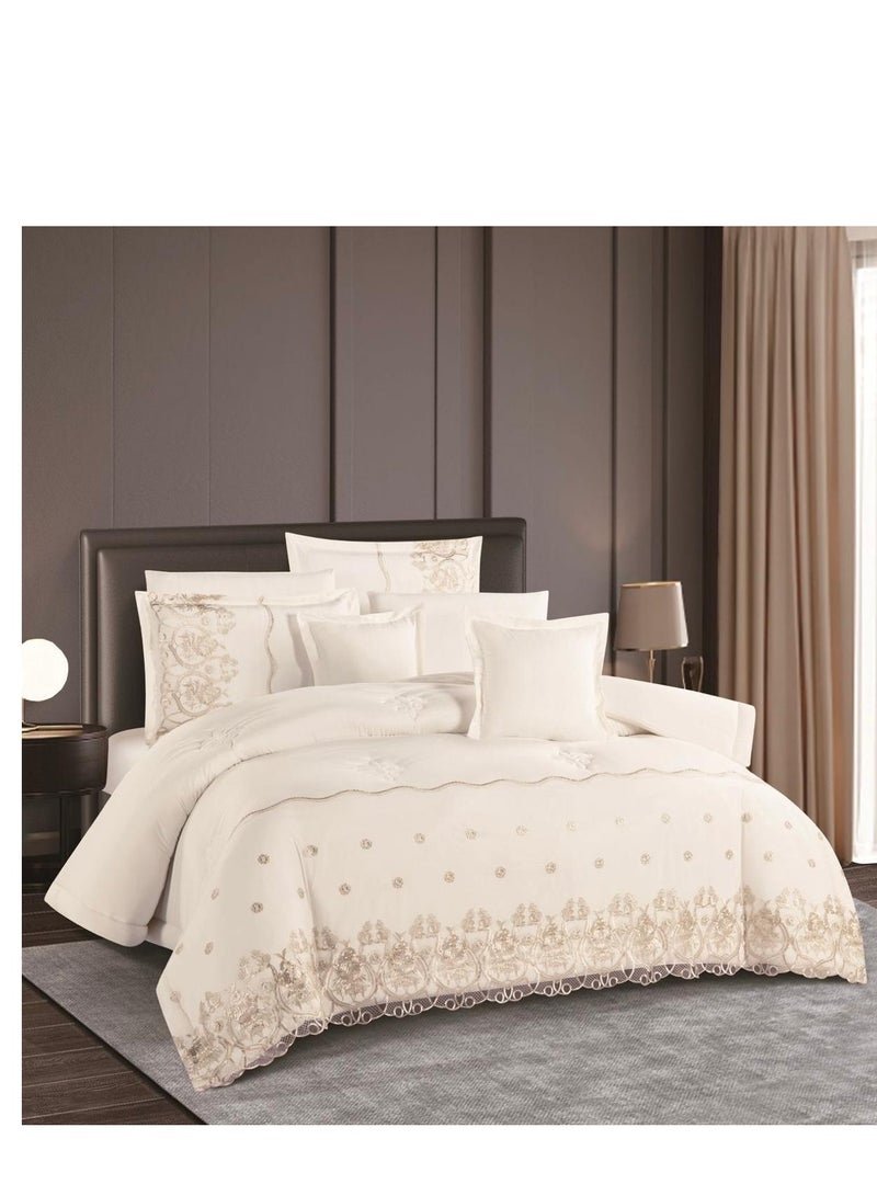 مفرش نفرين  طقم لحاف صيفي فاخر يضيف الجمال لديكور غرفتك  سرير 240*260