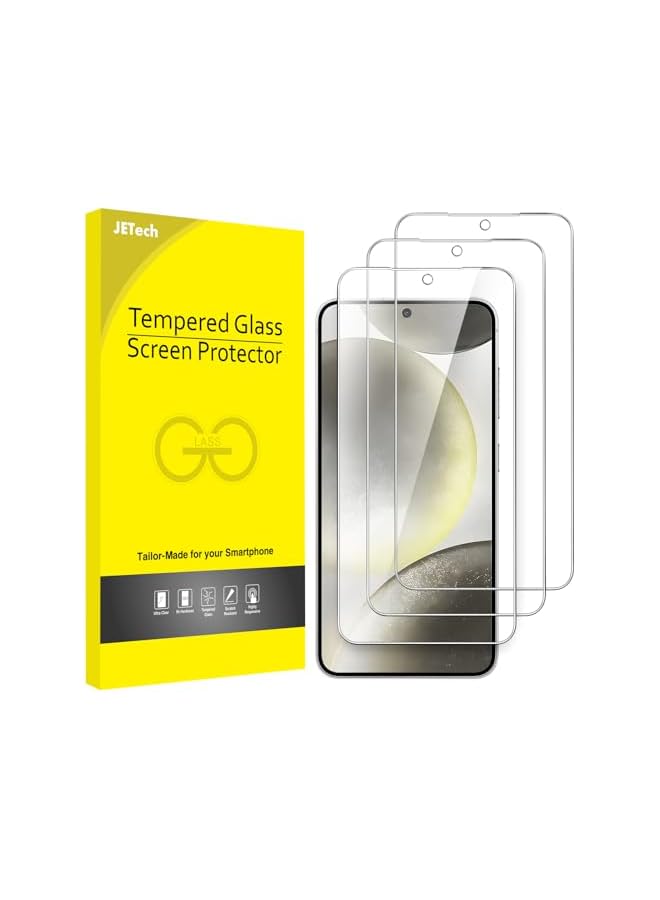 Jetech حماية شاشة JETech لجهاز سامسونج جالاكسي S24 5G بحجم 6.2 بوصة، فيلم زجاجي مقسى، متوافق مع بصمة الإصبع، وضوح عالي، عبوة 3 قطع