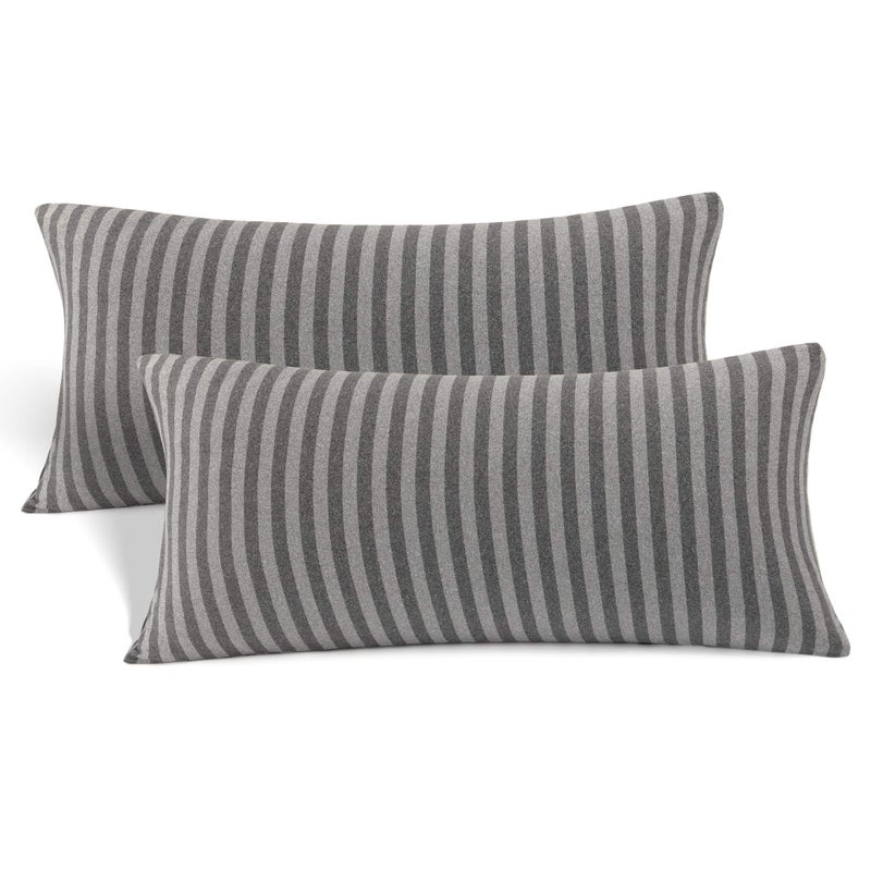 N&Y HOME 2-Pack Stretch Pillow Cases - Jersey Knit & Ultra Soft Envelope Closure Pillowcases T-Shirt Like Microfiber Blend - Suitable for Queen or Standard Size Set of 2  Gray/Black - Image 1