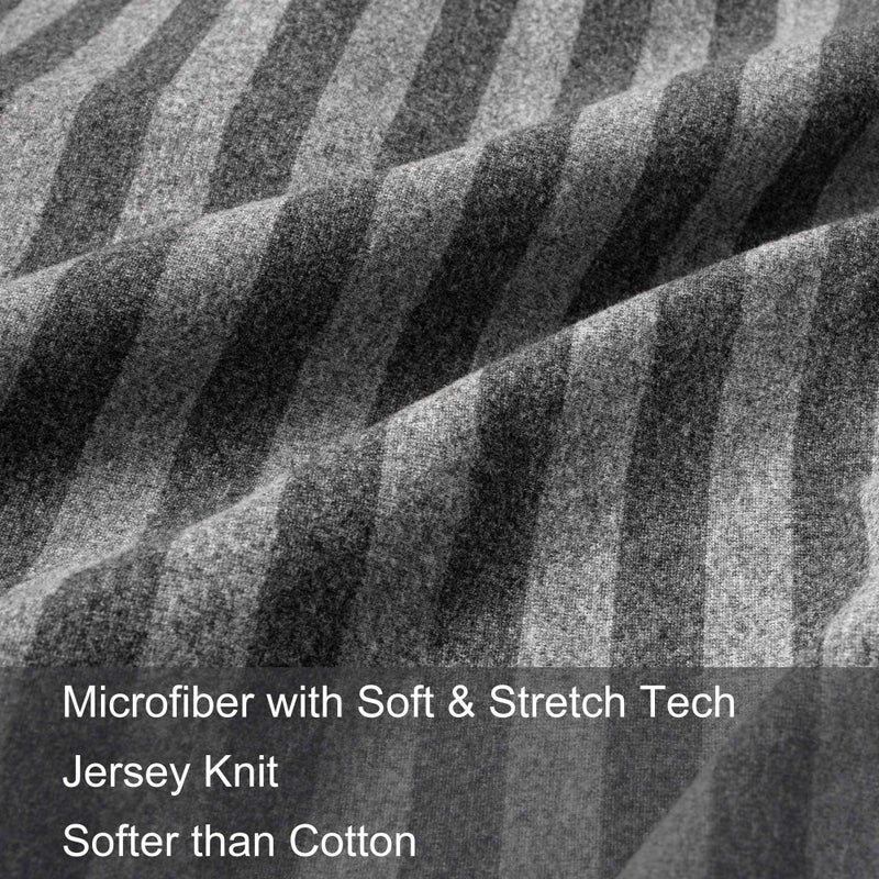 N&Y HOME 2-Pack Stretch Pillow Cases - Jersey Knit & Ultra Soft Envelope Closure Pillowcases T-Shirt Like Microfiber Blend - Suitable for Queen or Standard Size Set of 2  Gray/Black - Image 2